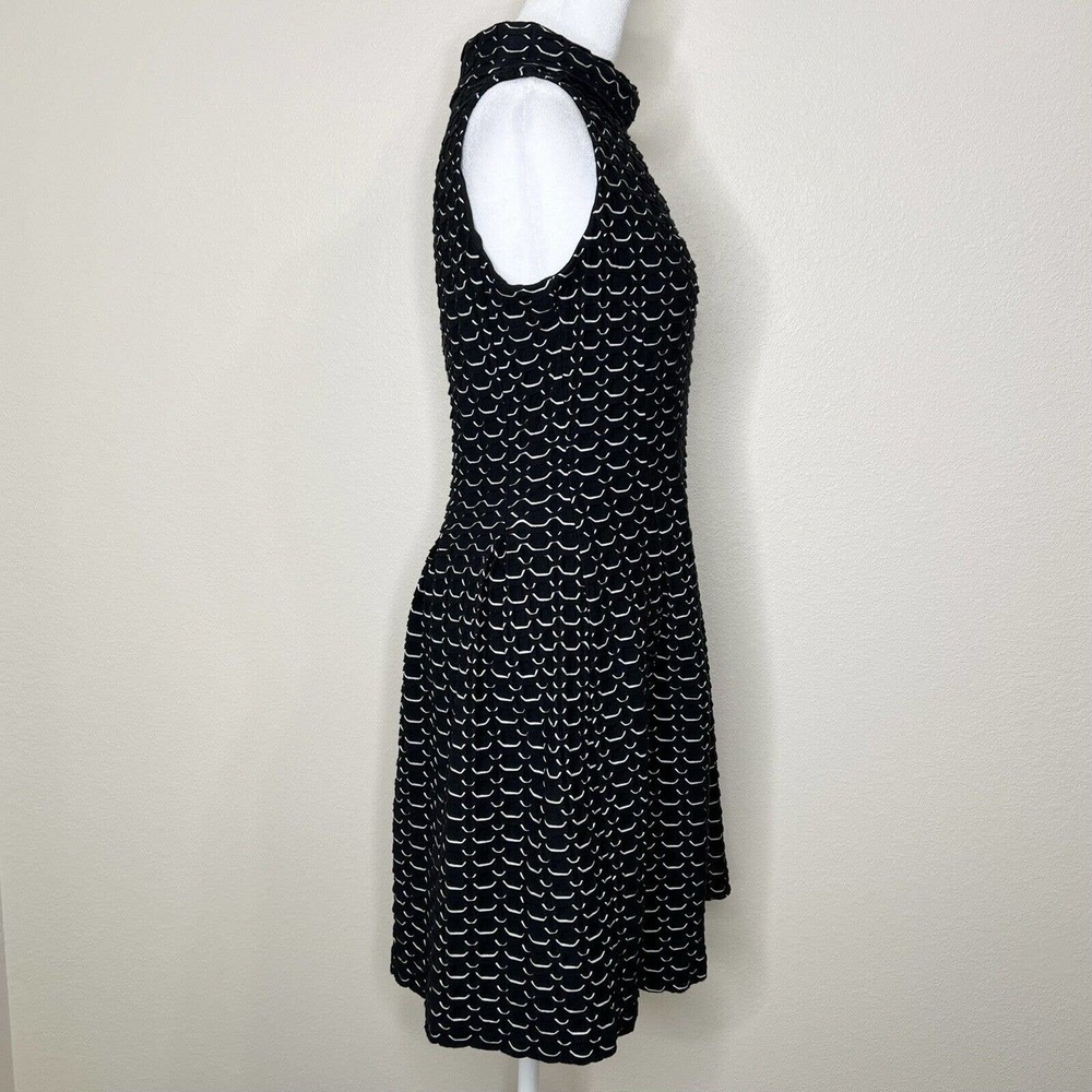 Taylor Black & White Textured Knit Sleeveless 60s Mock Neck Keyhole Dress Sz 6 - Picture 8 of 11